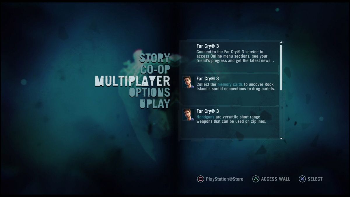 Far Cry 3 (PlayStation 3) screenshot: Main menu