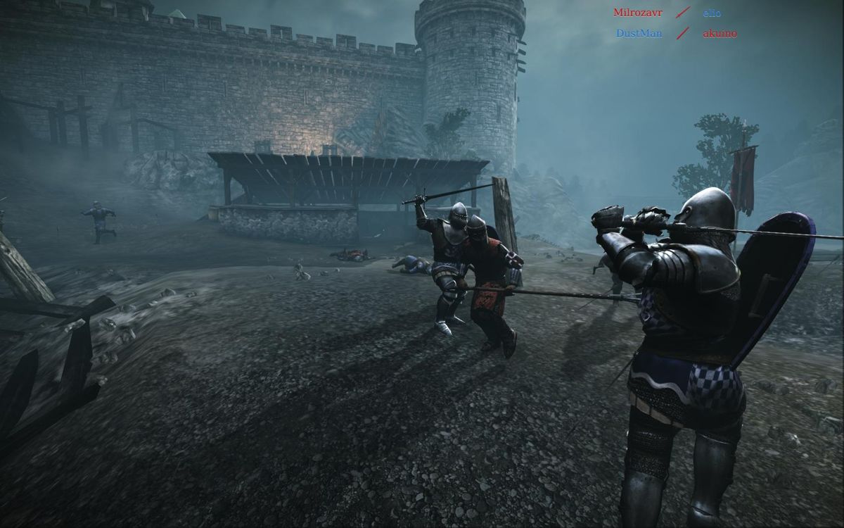 Chivalry: Medieval Warfare (Windows) screenshot: Battleground map, with an Agatha knight in the blue team.