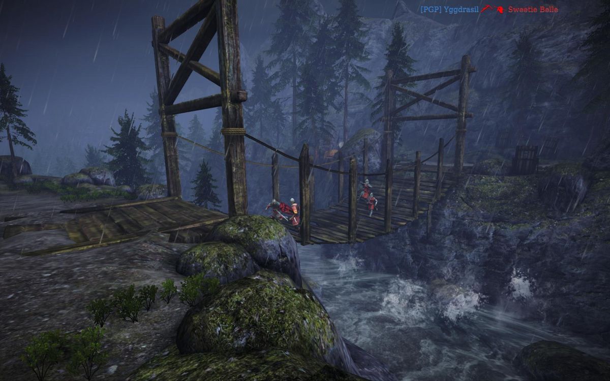 Chivalry: Medieval Warfare (Windows) screenshot: The bridge (Dark Forest map)