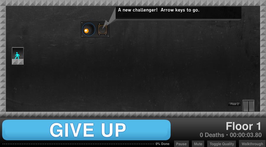 Give Up (Browser) screenshot: The first room is a cake walk.