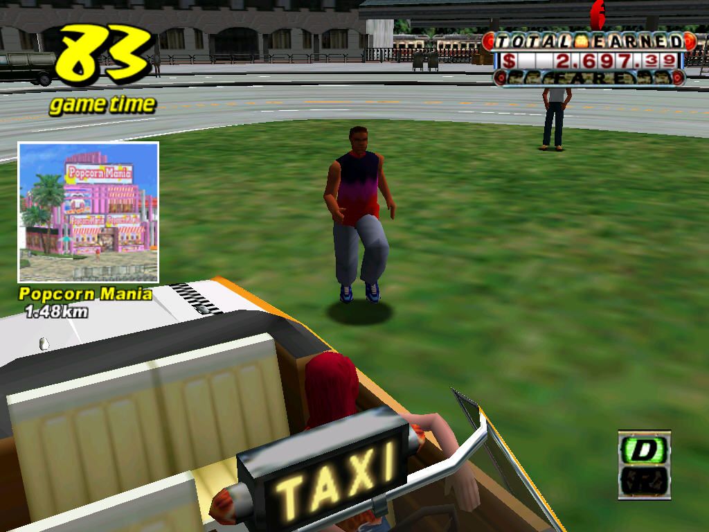 Crazy Taxi (Windows) screenshot: 1,48 km? no problem.