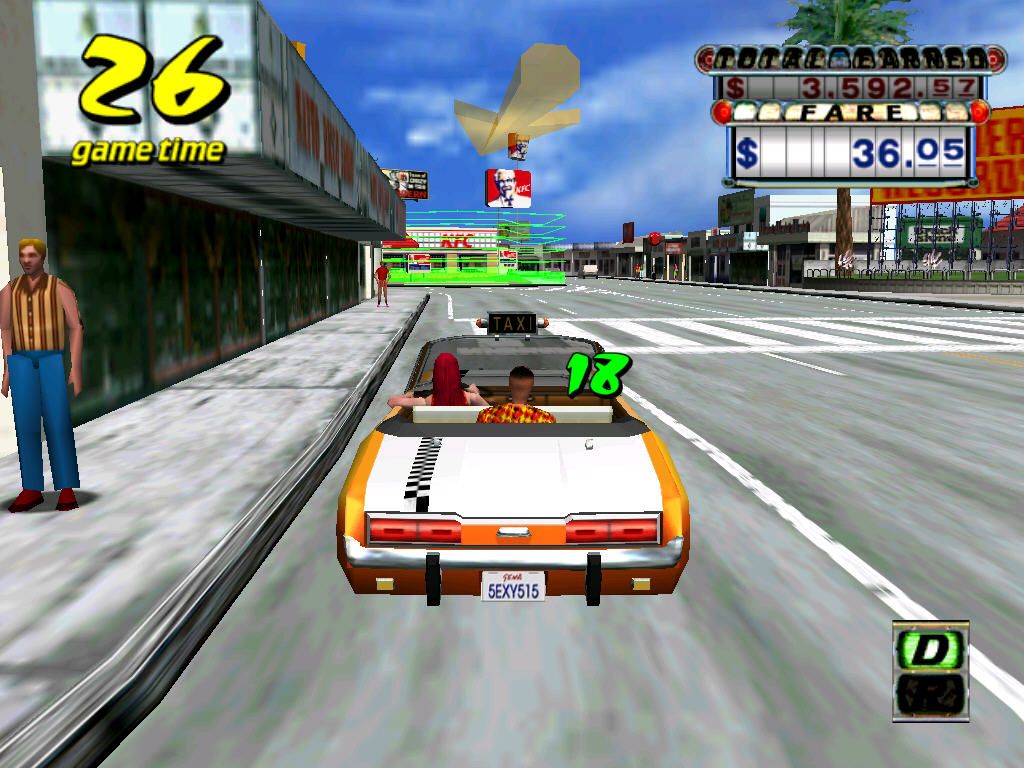 Crazy Taxi (Windows) screenshot: Almost in right place