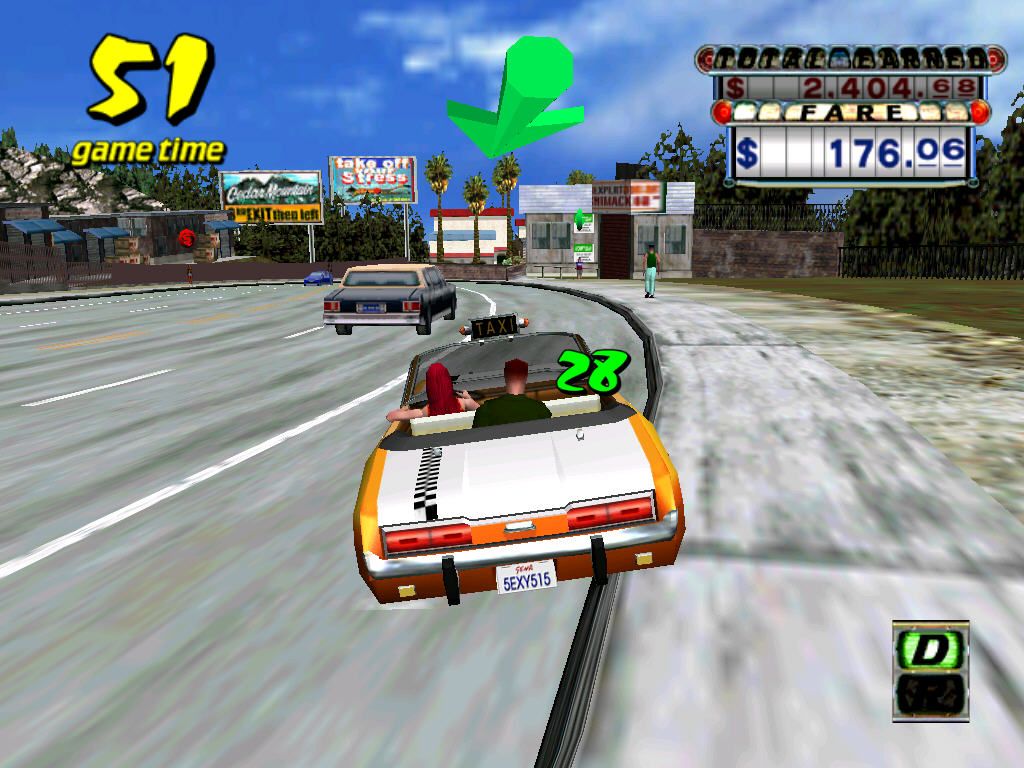 Crazy Taxi (Windows) screenshot: Crazy ride, nice speed