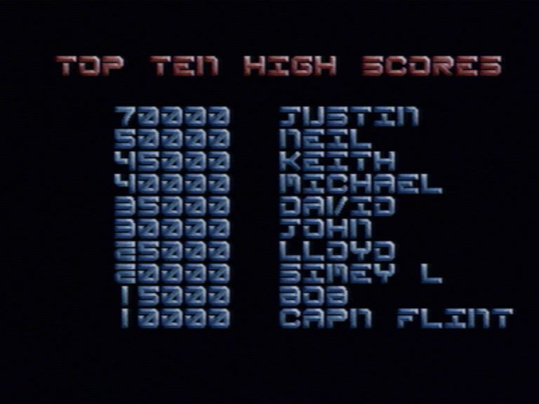 Digger (Amiga) screenshot: The game has a high score table. These are the pre-loaded high scores