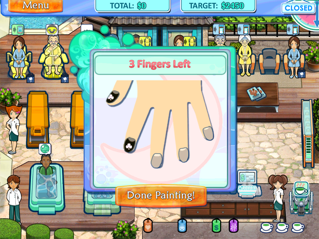 Sally's Spa (iPad) screenshot: Painting fingernails.