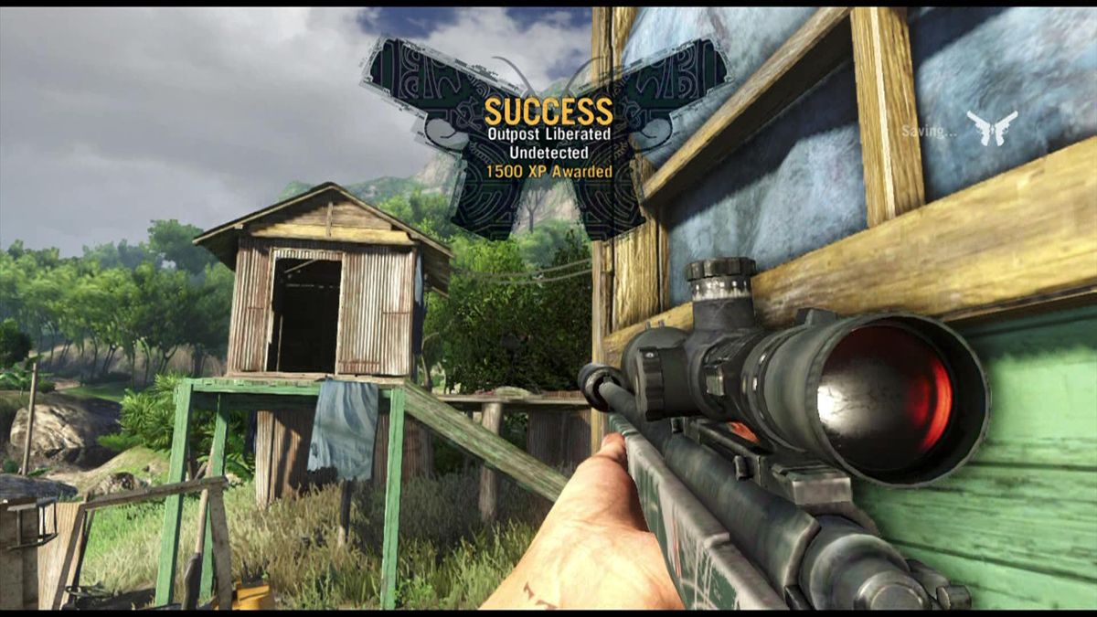 Far Cry 3 (Xbox 360) screenshot: Liberating outpost nets you experience