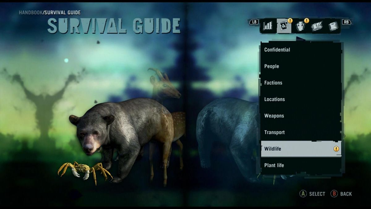 Far Cry 3 (Xbox 360) screenshot: Information about local animals