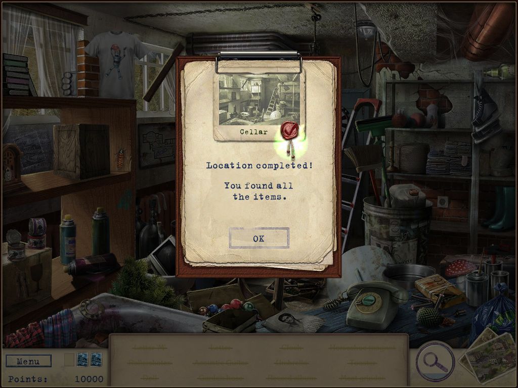 Letters from Nowhere (iPad) screenshot: Cellar complete
