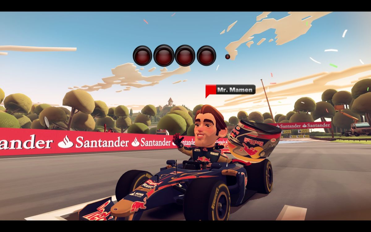 F1 Race Stars (Windows) screenshot: Getting my helmet on.