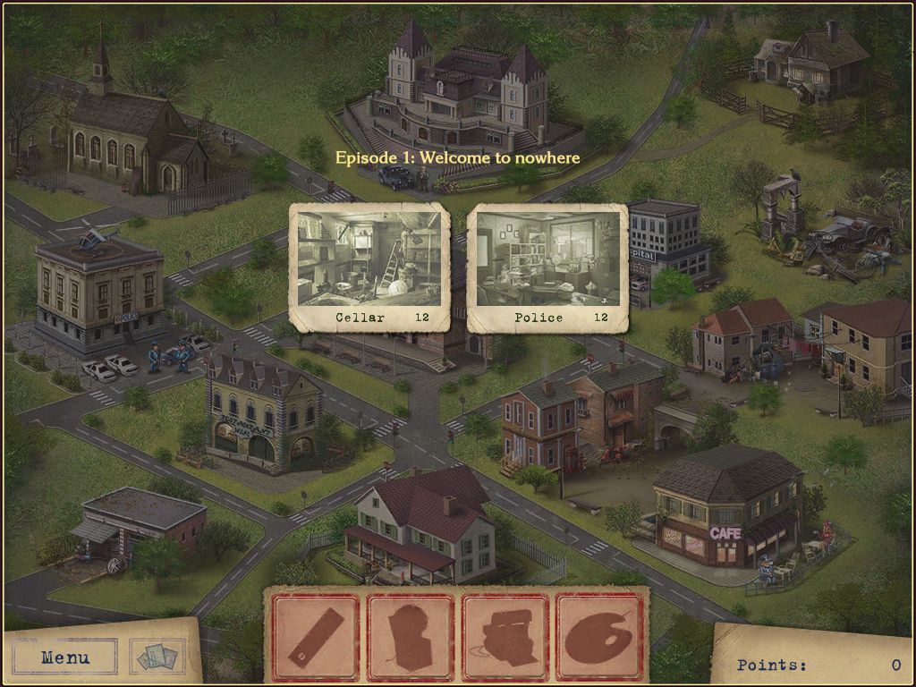 Letters from Nowhere (iPad) screenshot: Episode 1 town map