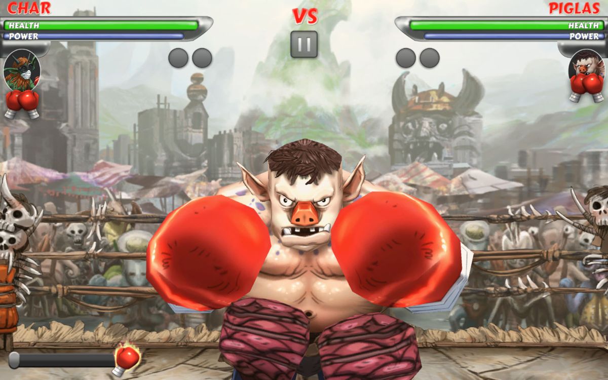Beast Boxing Turbo (Macintosh) screenshot: Fighting Piglas in the slums.