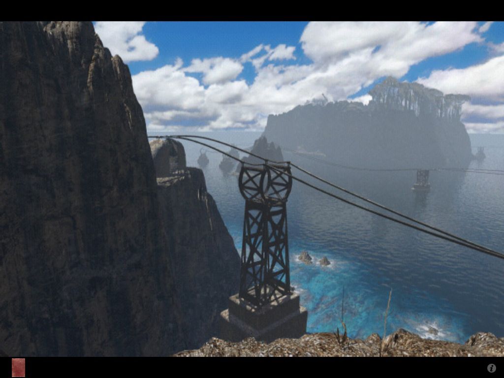Riven: The Sequel to Myst (iPad) screenshot: Looking at jungle island in the far distance