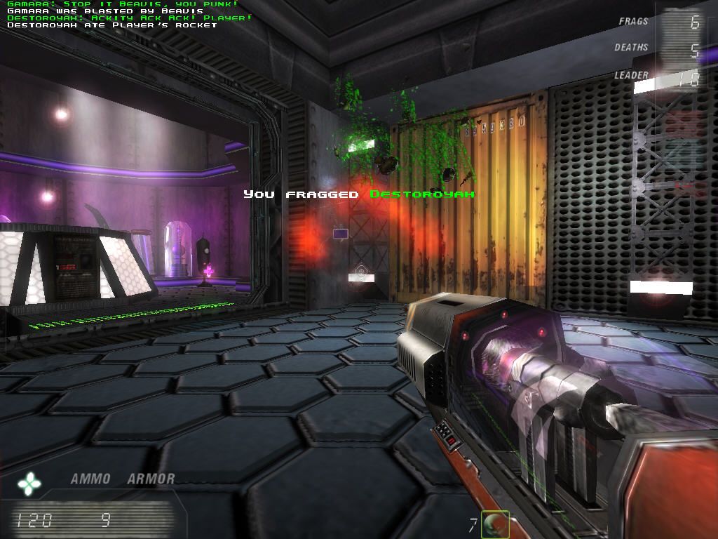 CodeRED: Alien Arena (Windows) screenshot: Fragged destroyah? yeah!