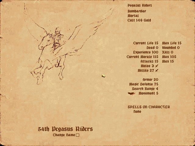 Fantasy General (DOS) screenshot: Pegasus riders