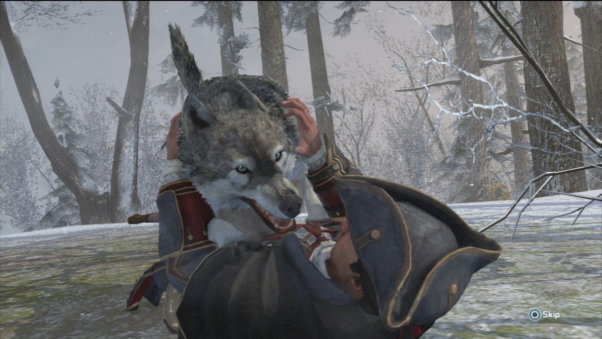 Assassin's Creed III (PlayStation 3) screenshot: Fighting wild animals is done via quick-time events.
