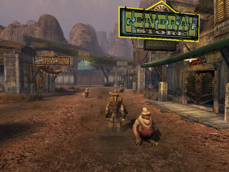 Oddworld: Stranger's Wrath (Windows) screenshot: civilians in this game are...strange...