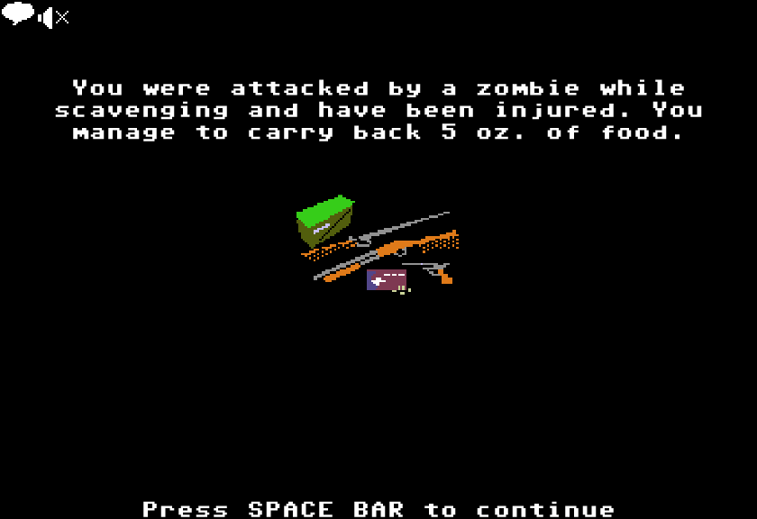 Organ Trail (Browser) screenshot: Results of the scavenging
