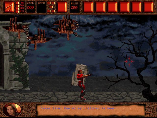 Dark Angael (Windows) screenshot: What are that things? Nevermind, time to shoot!