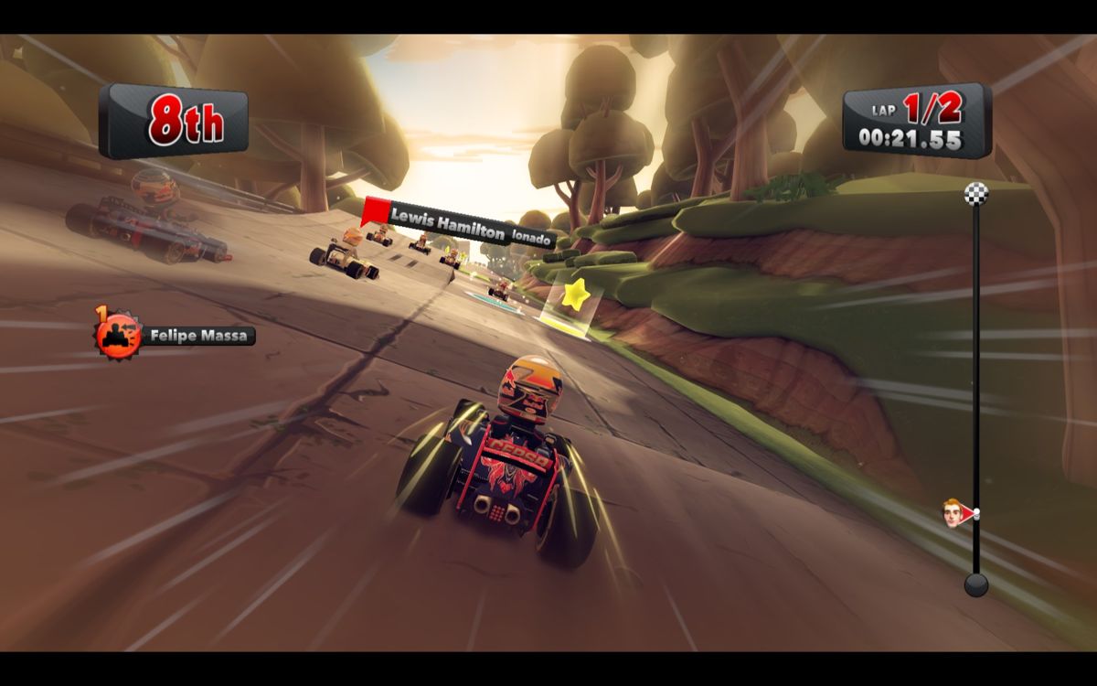 F1 Race Stars (Windows) screenshot: Powerups can be useful.