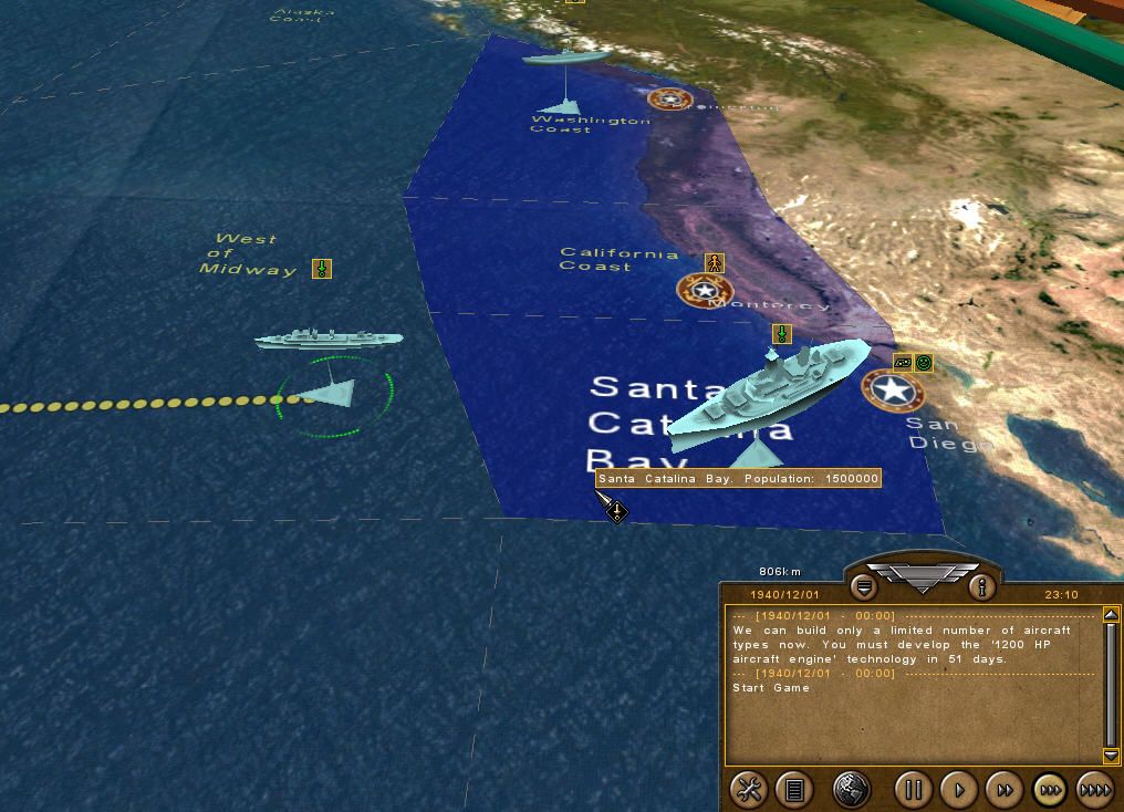 Pacific Storm (Windows) screenshot: Map zoom