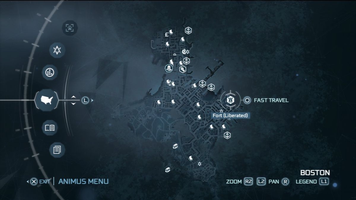 Assassin's Creed III (PlayStation 3) screenshot: City map.