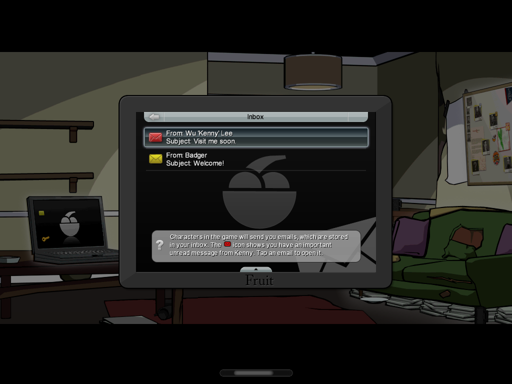 Grand Theft Auto: Chinatown Wars (iPad) screenshot: Checking your mail.