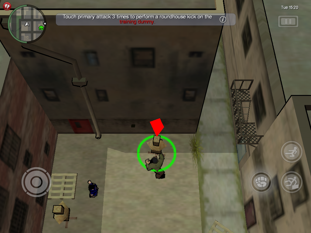 Grand Theft Auto: Chinatown Wars (iPad) screenshot: Learning hand-to-hand combat.
