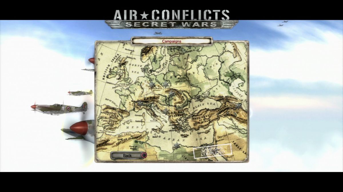 Air Conflicts: Secret Wars (PlayStation 3) screenshot: Campaign map.