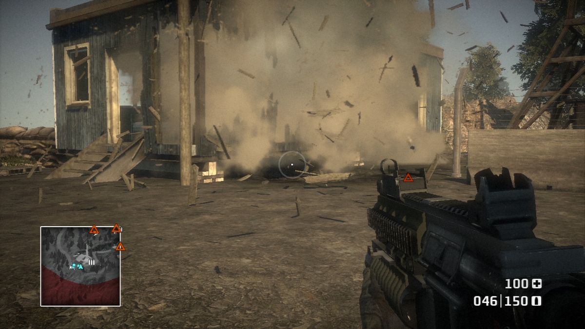 Battlefield: Bad Company (PlayStation 3) screenshot: After firing at the explosive crates.