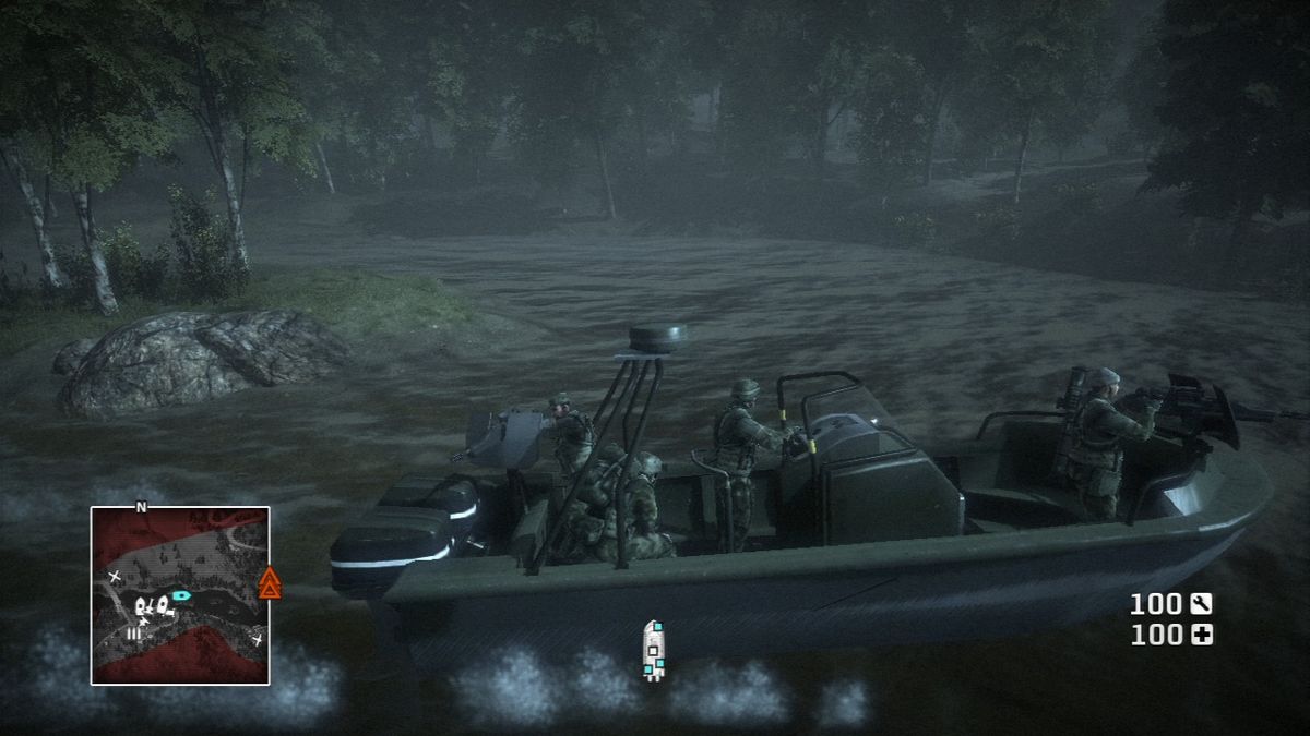 Battlefield: Bad Company (PlayStation 3) screenshot: Taking the boat.