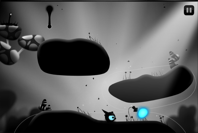 Contre Jour (Browser) screenshot: Alter the shape of the platforms to move Petit around.