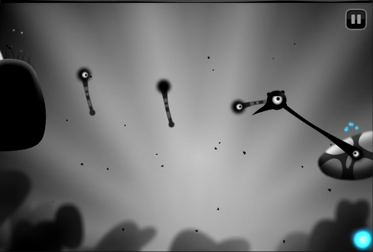 Contre Jour (Browser) screenshot: Using a combination of stripes and snots to travel over a gap.