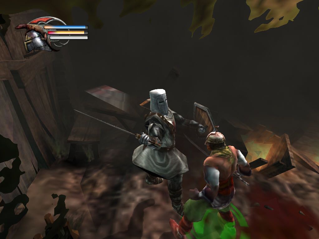 Knights of the Temple II (Windows) screenshot: Slash (in the neck)