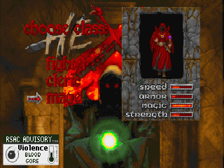 Hexen: Beyond Heretic (DOS) screenshot: Character selection: The Mage.