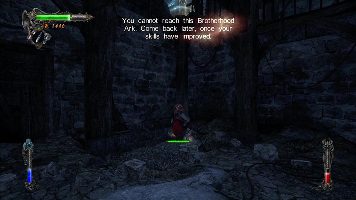 Castlevania: Lords of Shadow (Xbox 360) screenshot: Upgrades to your weapons are stored in Brotherhood Arks, which are not always accessible from the start. You sometimes need to find another upgrade first.
