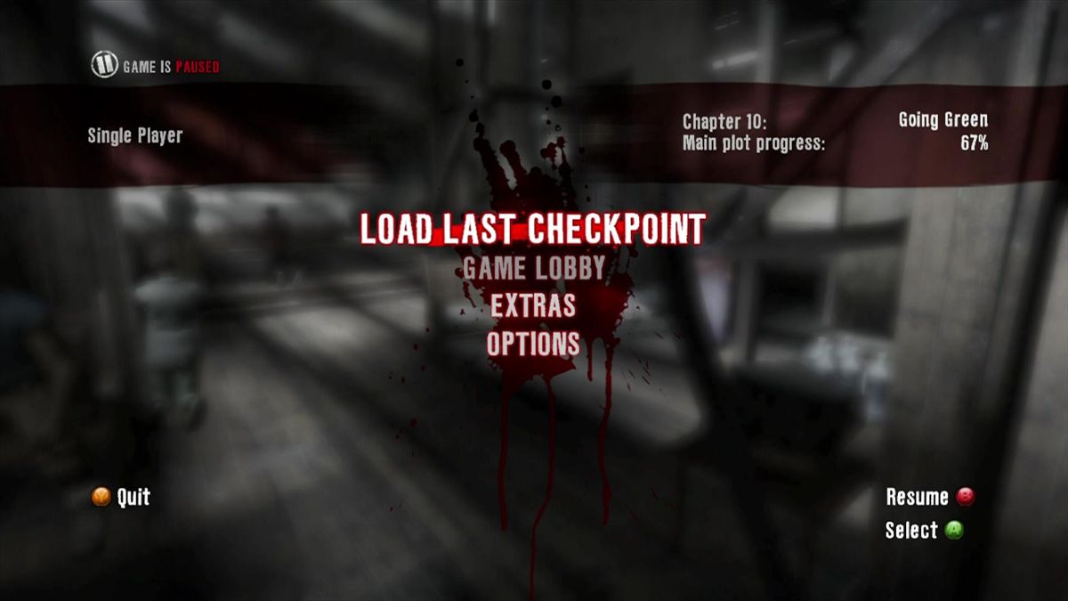 Dead Island (Xbox 360) screenshot: Main menu