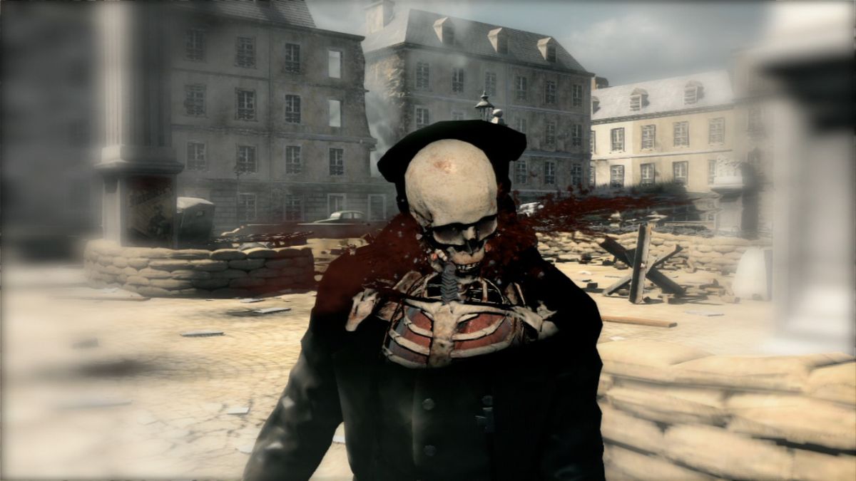 Sniper Elite V2 (PlayStation 3) screenshot: Sometimes the camera will show the inner skeleton upon the precise shot.