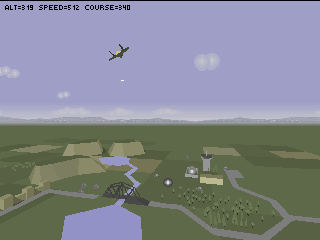Stormfighter (DOS) screenshot: Bomb chase view.