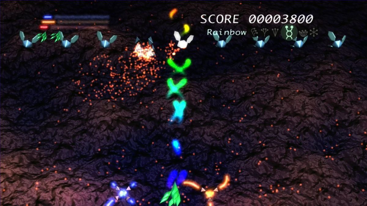 Prismatic Solid (Xbox 360) screenshot: There are six different weapons. This one is fittingly called the Rainbow.