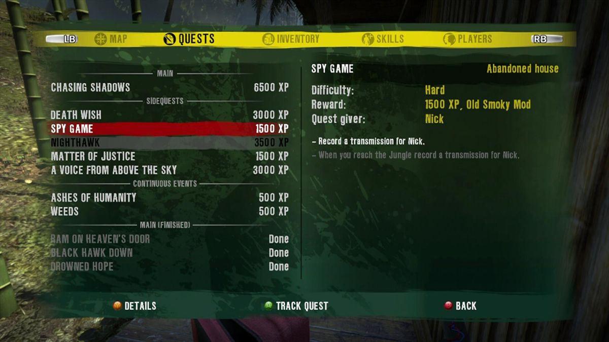 Dead Island (Xbox 360) screenshot: Quest screen