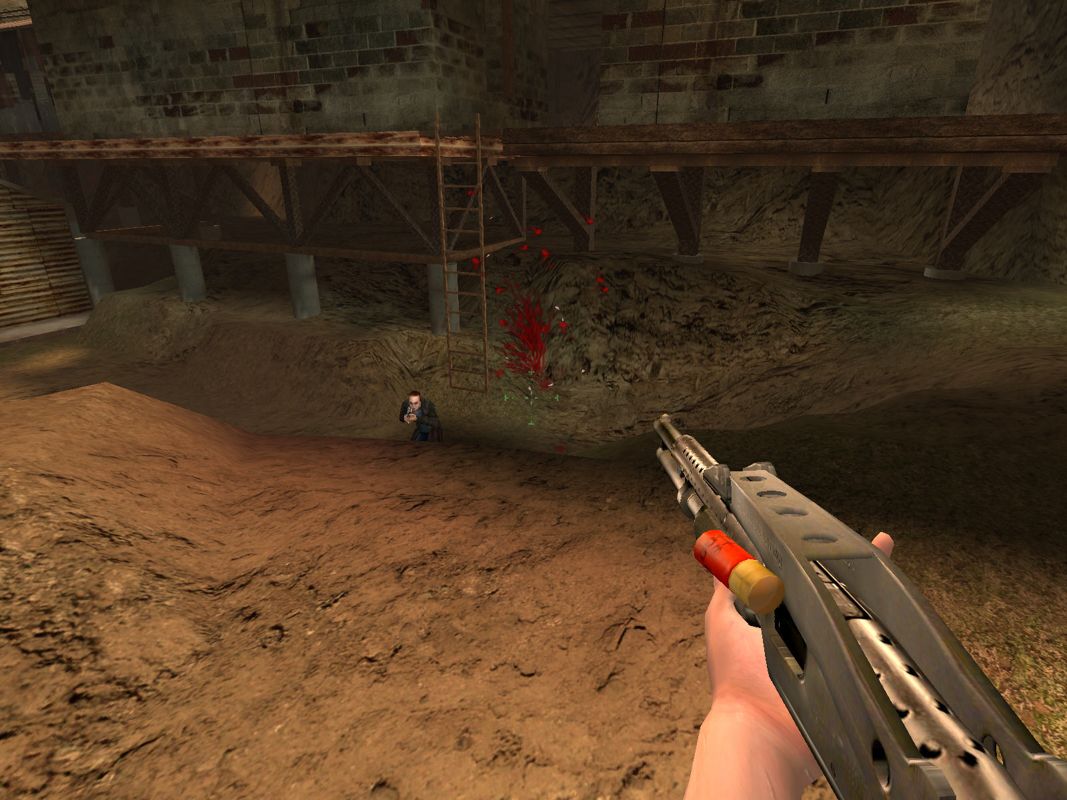 Postal²: Share the Pain (Windows) screenshot: typical DM with bots 3 - Shotgun is quite good.