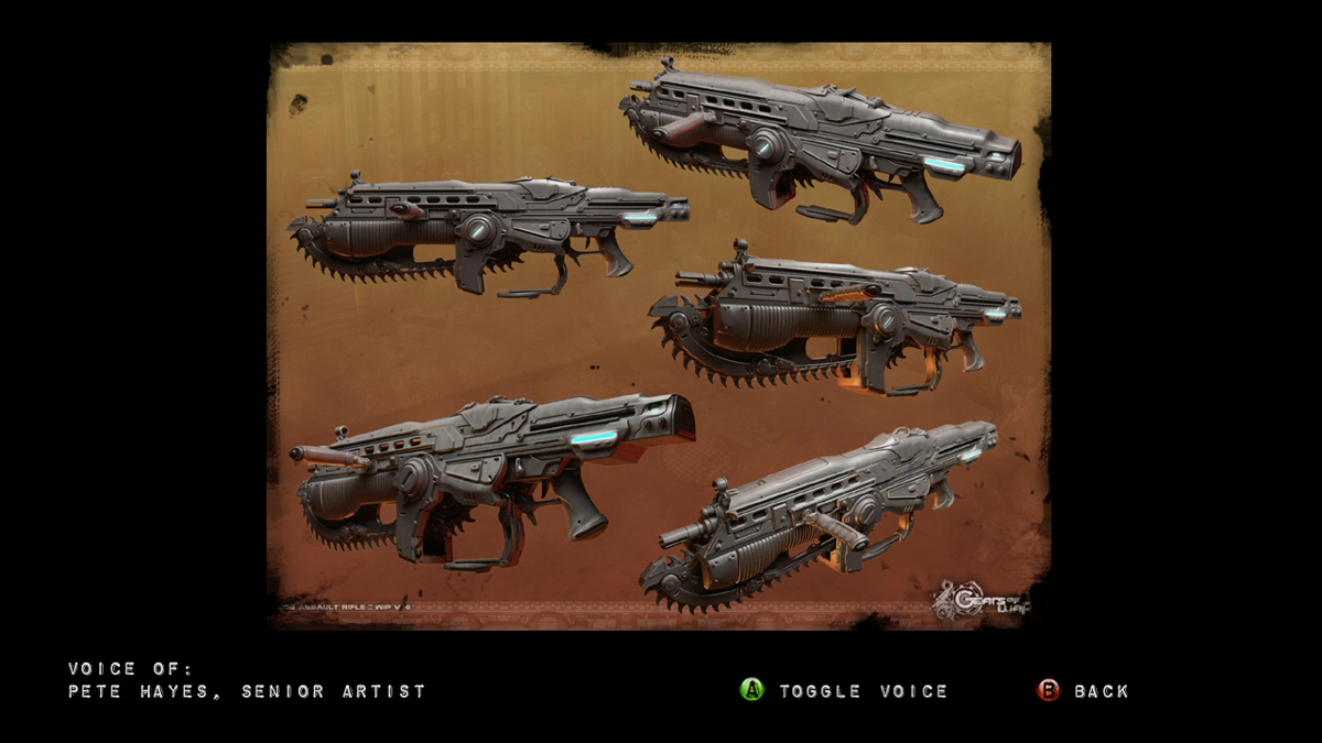 Gears of War 2 (Limited Edition) (Xbox 360) screenshot: Lancer concept art