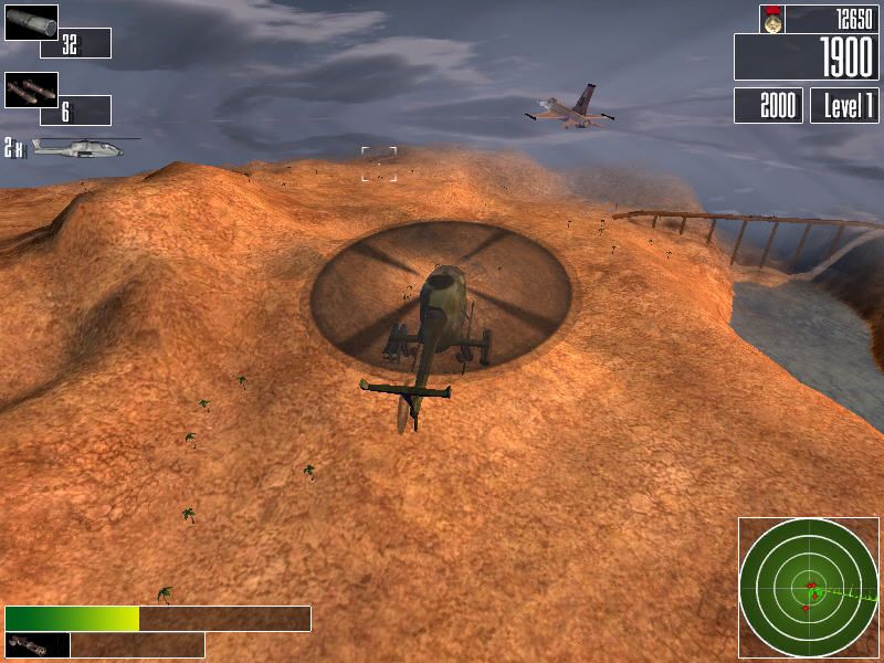 Elite Heli Squad (Windows) screenshot: Helicopter can chase aircraft.