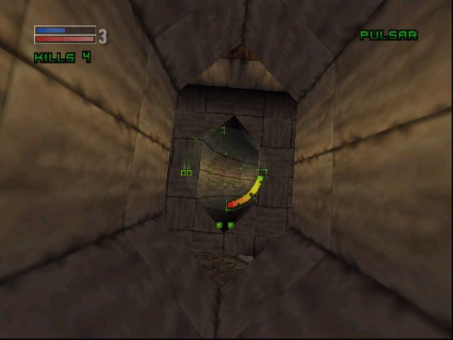 Forsaken 64 (Nintendo 64) screenshot: long corridor