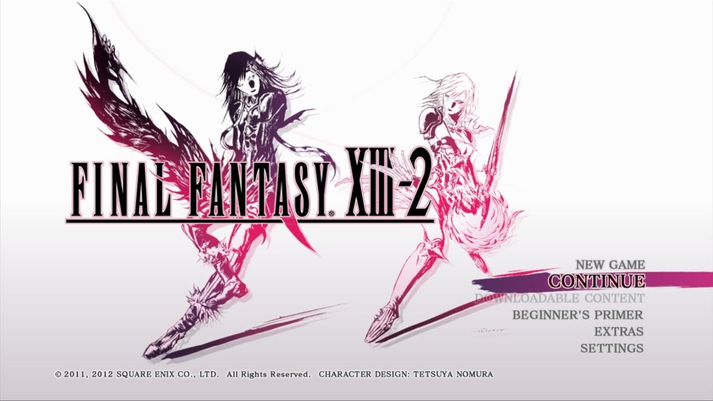 Final Fantasy XIII-2 (Xbox 360) screenshot: Final Fantasy Xiii-2 Main Menu.