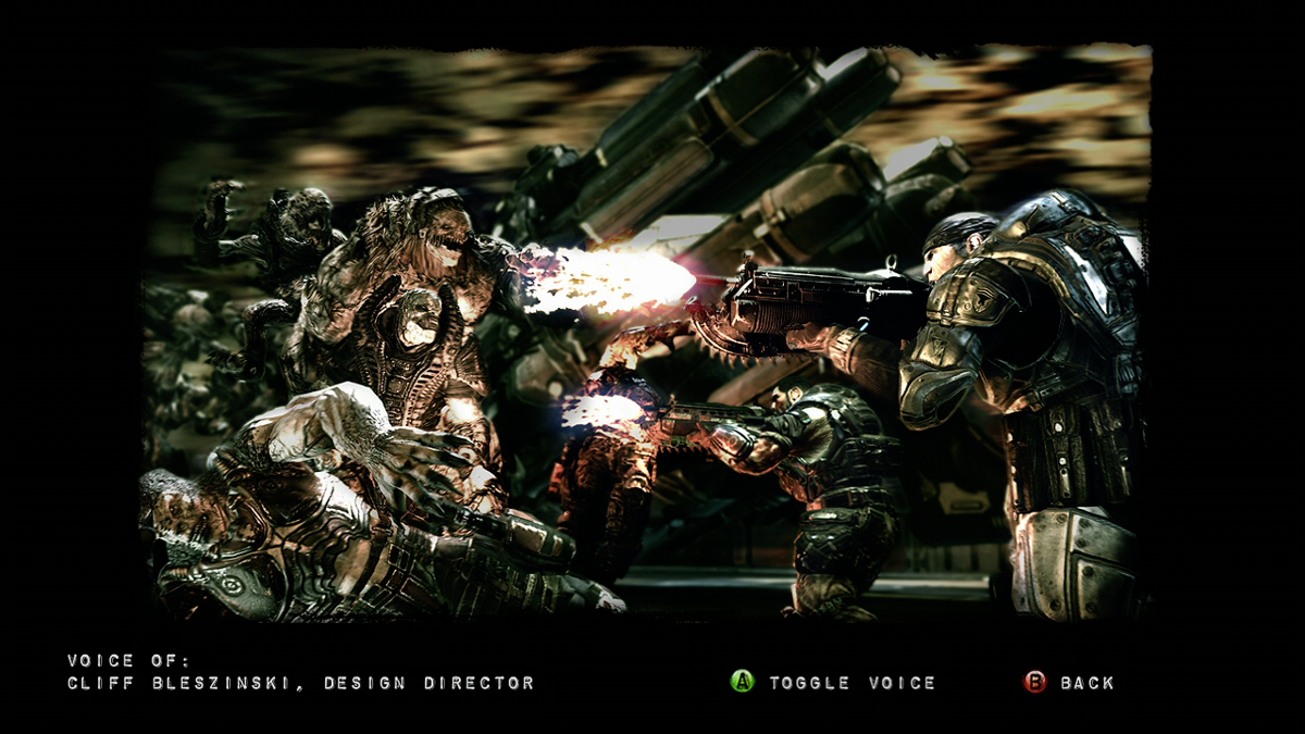 Gears of War 2 (Limited Edition) (Xbox 360) screenshot: Picture from the gallery commented by Cliff Bleszinski.