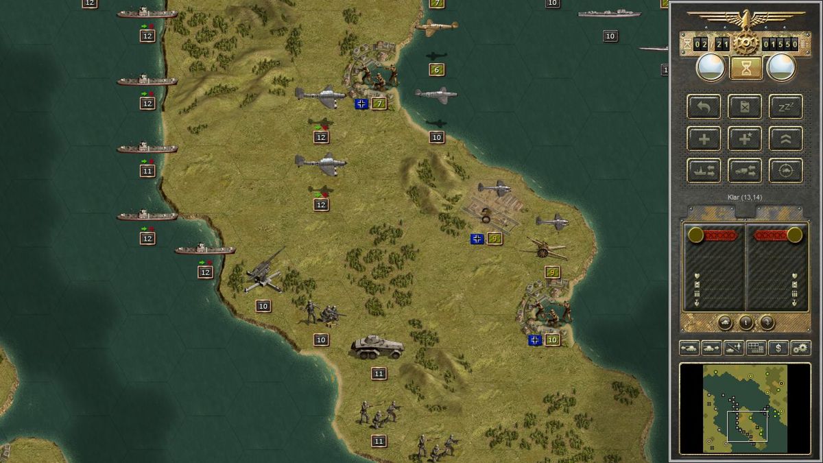 Panzer Corps: Wehrmacht (Windows) screenshot: Tutorial mission 6, naval assault (demo version)