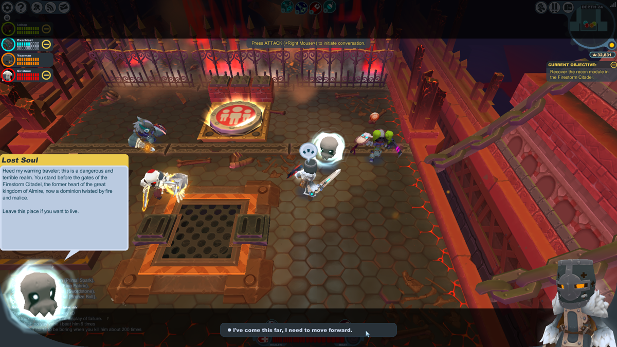 Spiral Knights (Windows) screenshot: We have entered the Firestorm Citadel.