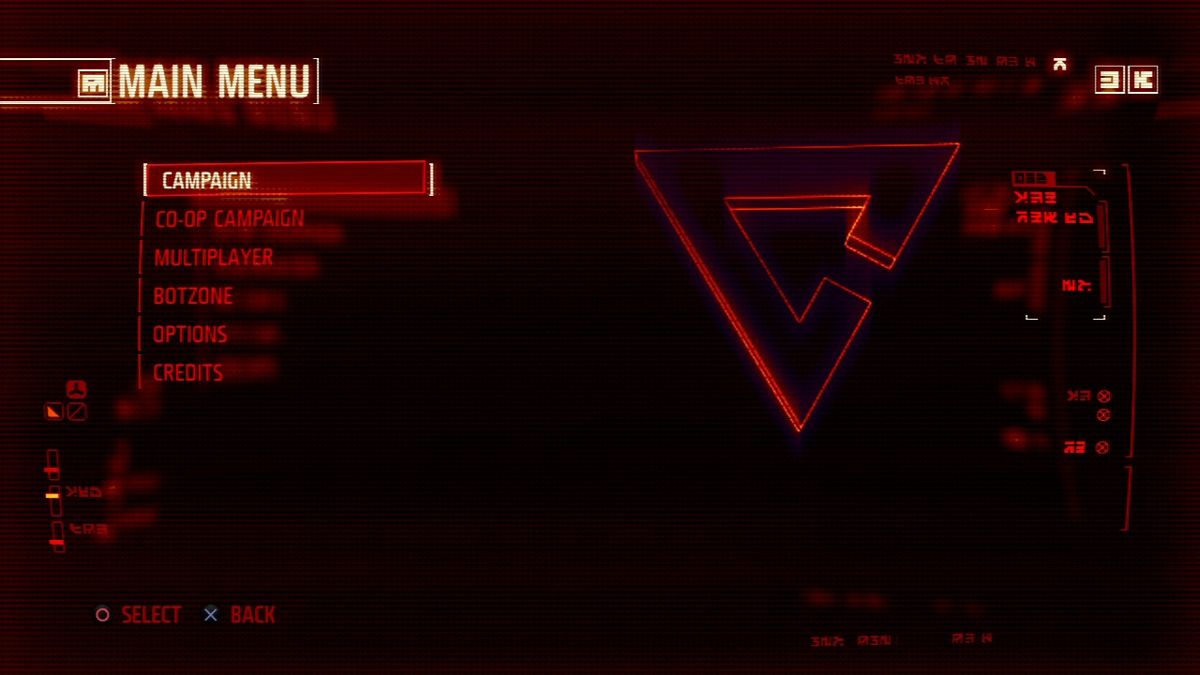 Killzone 3 (PlayStation 3) screenshot: Main menu.
