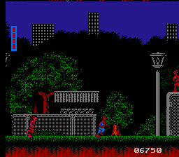 Spider-Man: Return of the Sinister Six (NES) screenshot: In the park for level 6